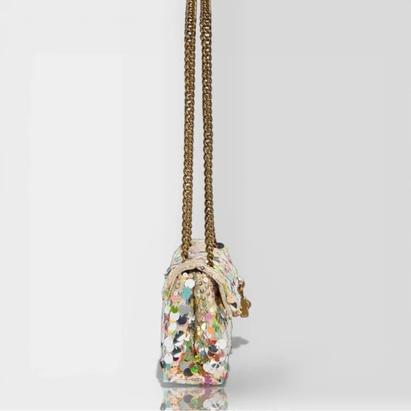 Kurt Geiger 🪢 Mini Brixton Sequin Shoulder Bag with Gold Chain - Picture 7 of 10